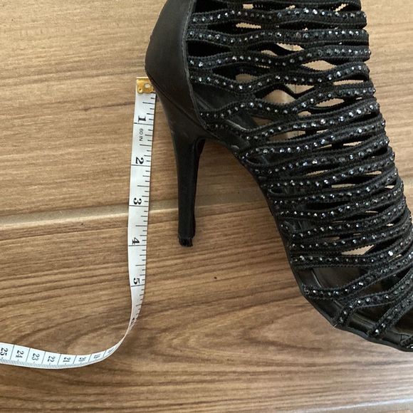 Zigisoho- Black sparkle rhinestone lattice heels- Womens size 8.5 - Picture 12 of 12